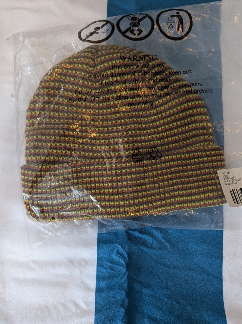 ASOS Multicolor Striped Knit Beanie - Green, Yellow, Brown